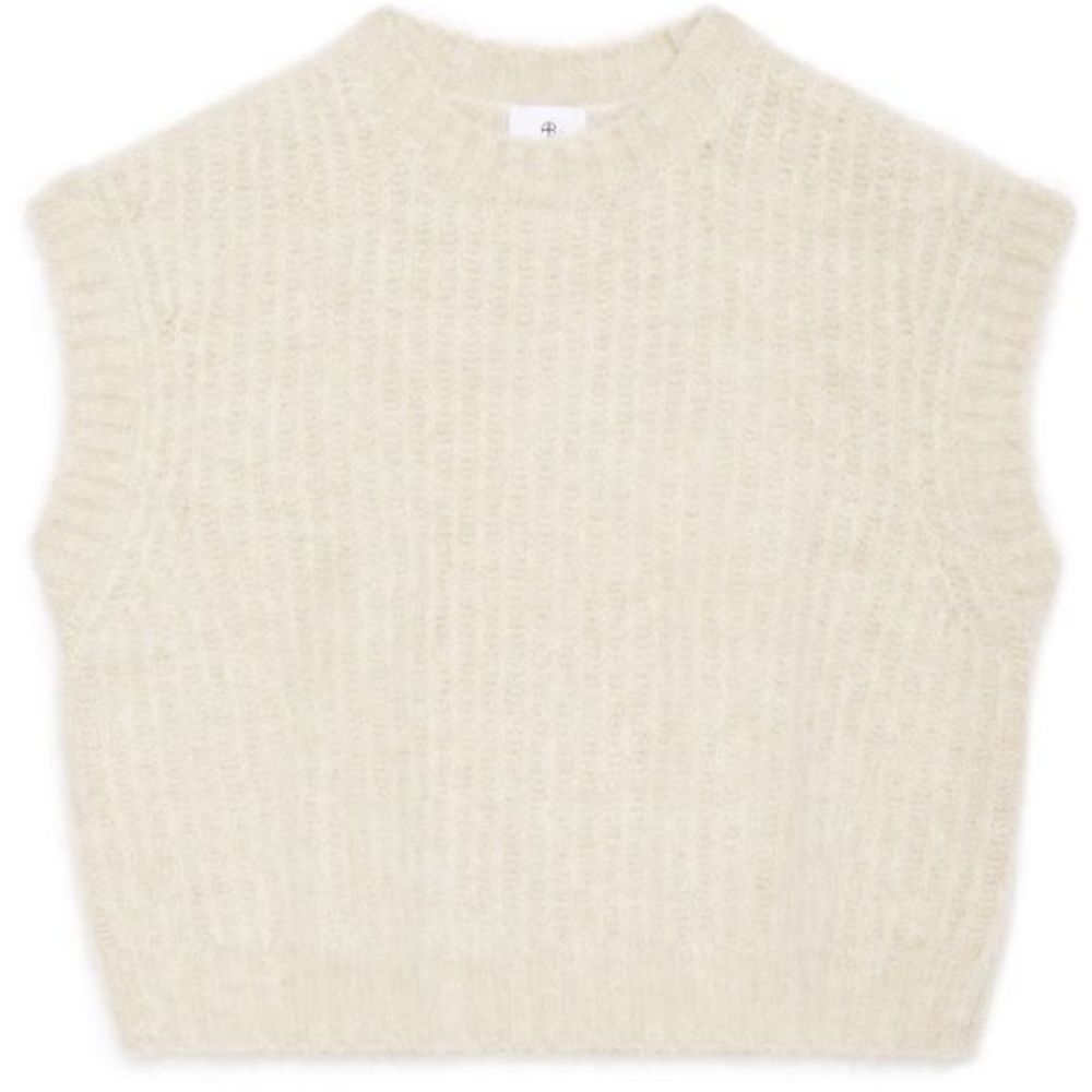 NWT ANINE BING Cream Sleeveless Knit Sweater
